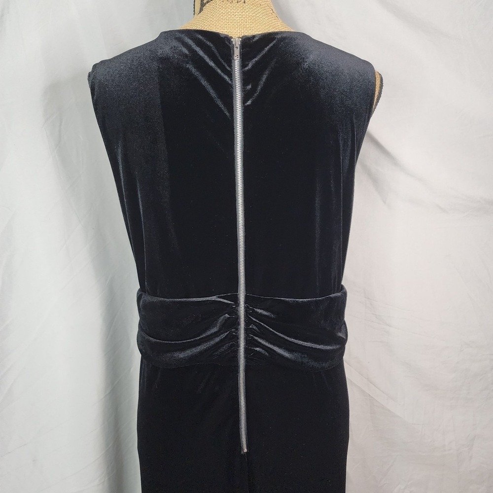 ELOQUII Size 22 Elegant Draped Black Velvet Exposed Zipper Cocktail Dress EUC - Picture 7 of 11